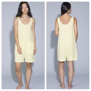 ILANA KOHN Gary Romper Sz L large 100% linen yellow (z4796)
